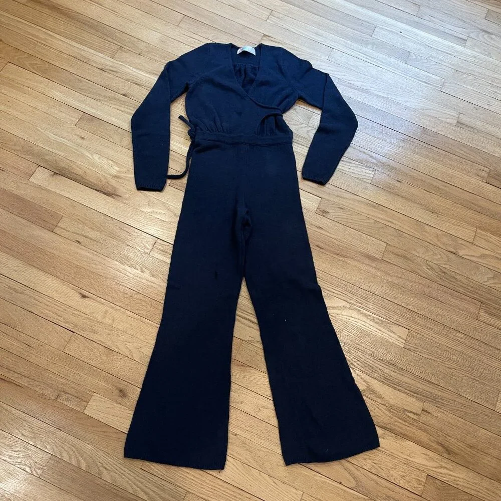 Free People Beach Women’s Lindsay Sweater Jumpsuit in Navy Blue NWOT Size XS